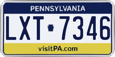 PA license plate LXT7346