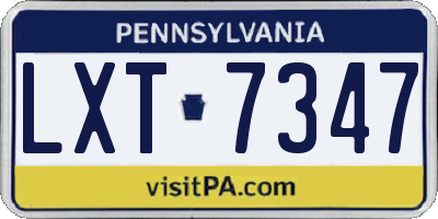 PA license plate LXT7347