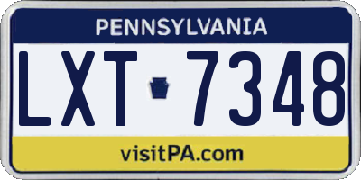 PA license plate LXT7348