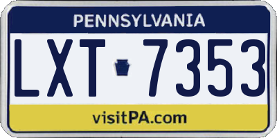 PA license plate LXT7353
