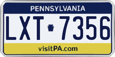 PA license plate LXT7356