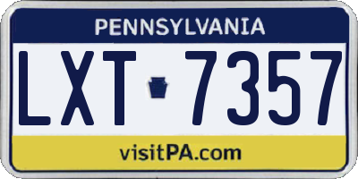 PA license plate LXT7357