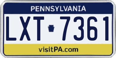 PA license plate LXT7361