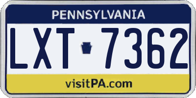 PA license plate LXT7362