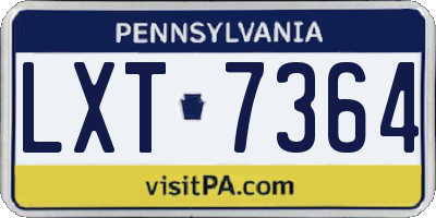 PA license plate LXT7364