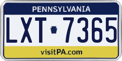 PA license plate LXT7365