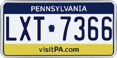 PA license plate LXT7366