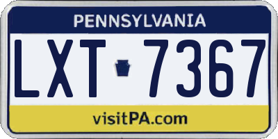 PA license plate LXT7367