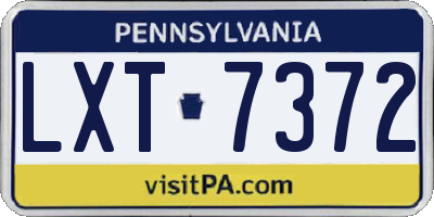PA license plate LXT7372