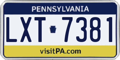 PA license plate LXT7381
