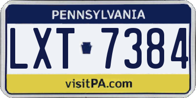 PA license plate LXT7384