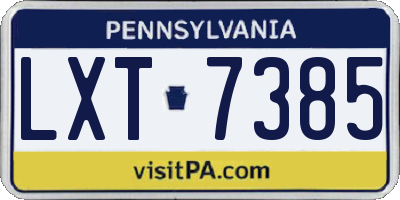PA license plate LXT7385