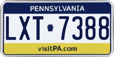 PA license plate LXT7388