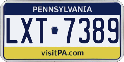 PA license plate LXT7389