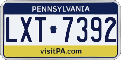 PA license plate LXT7392