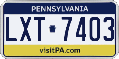 PA license plate LXT7403