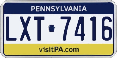 PA license plate LXT7416
