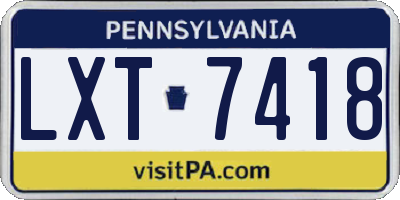 PA license plate LXT7418