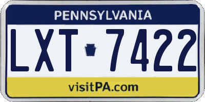 PA license plate LXT7422
