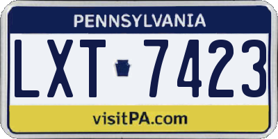 PA license plate LXT7423
