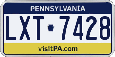 PA license plate LXT7428