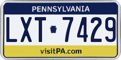 PA license plate LXT7429
