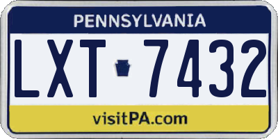 PA license plate LXT7432