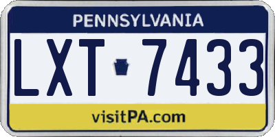 PA license plate LXT7433