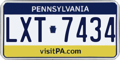 PA license plate LXT7434