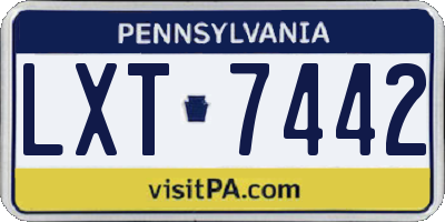 PA license plate LXT7442