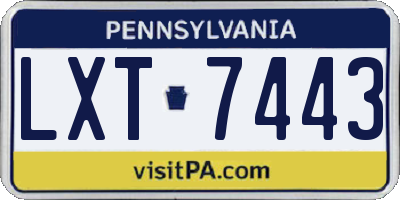 PA license plate LXT7443