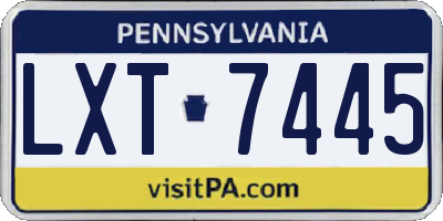 PA license plate LXT7445