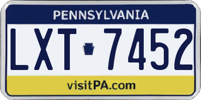 PA license plate LXT7452