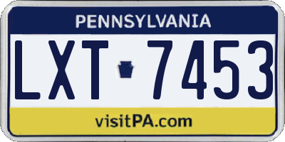 PA license plate LXT7453