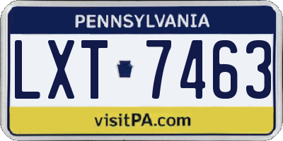 PA license plate LXT7463
