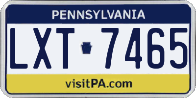 PA license plate LXT7465