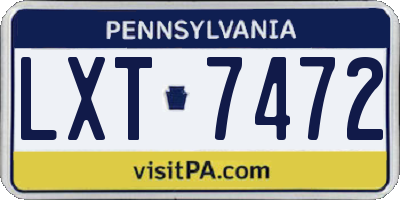 PA license plate LXT7472