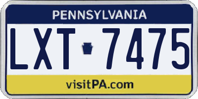 PA license plate LXT7475