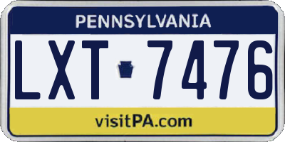 PA license plate LXT7476