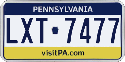 PA license plate LXT7477