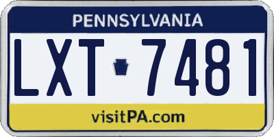 PA license plate LXT7481