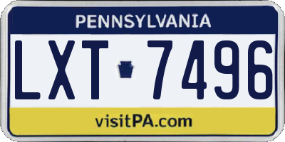 PA license plate LXT7496