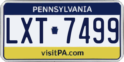 PA license plate LXT7499