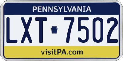 PA license plate LXT7502