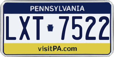 PA license plate LXT7522