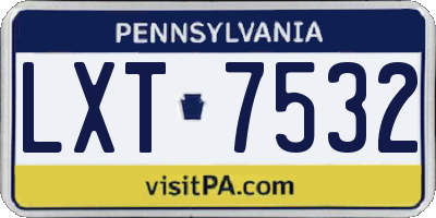 PA license plate LXT7532