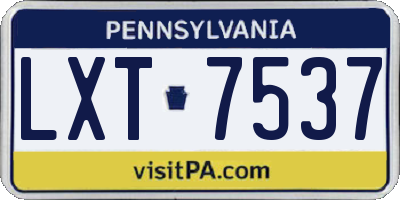 PA license plate LXT7537