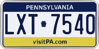 PA license plate LXT7540