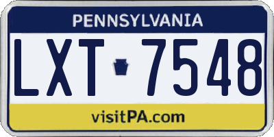PA license plate LXT7548