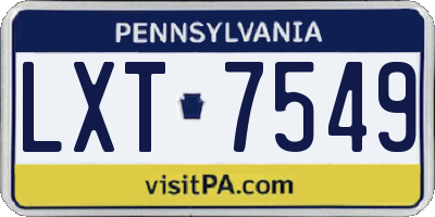 PA license plate LXT7549